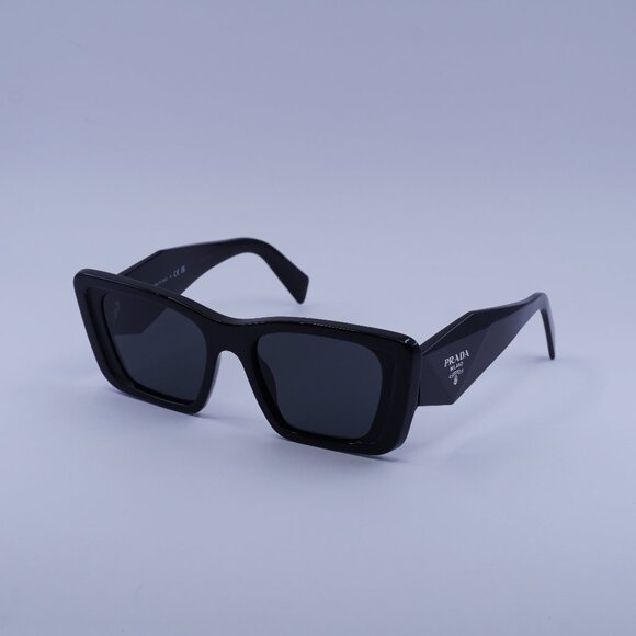 Prada PR08YS 1AB5S0 Sunglasses Black Rectangle Frame, Grey Lenses - Picture 3 of 13